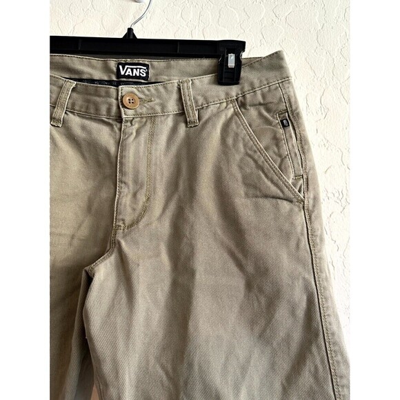VANS Mid Rise Flat Front Chino Shorts Mens Size 28 Brown Slash Pocket - Picture 2 of 16